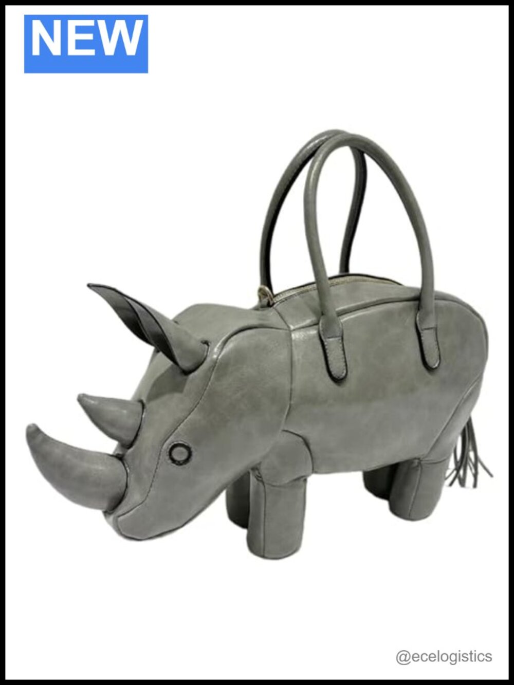 Rhino Shaped Crossbody Handbag PVC Shoulder Purse Animal Style